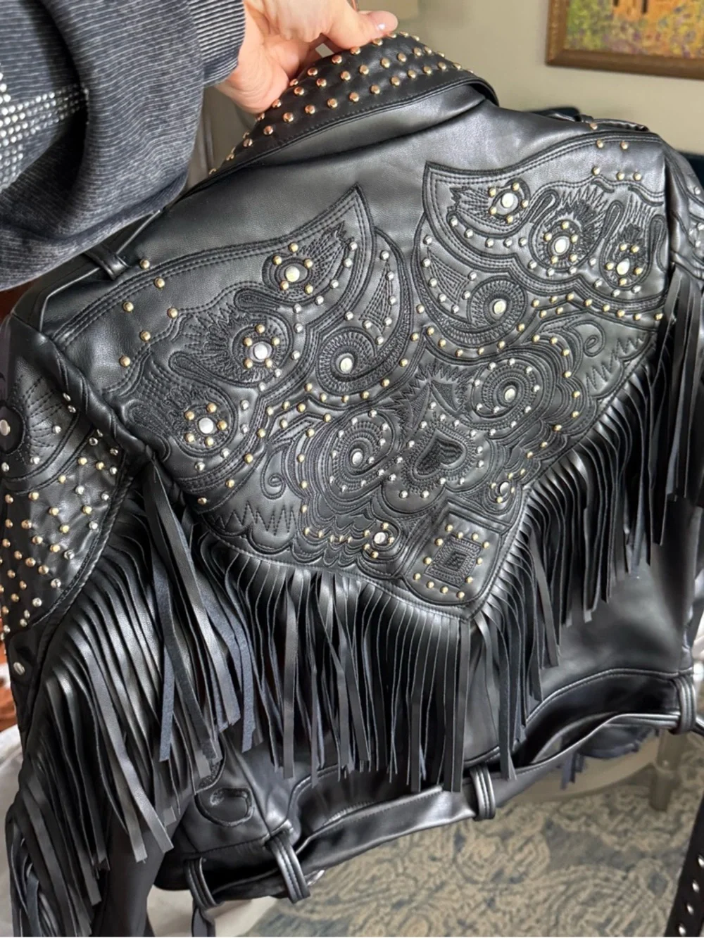 Little Lies fringed leather jacket size small - Picture 5 of 5